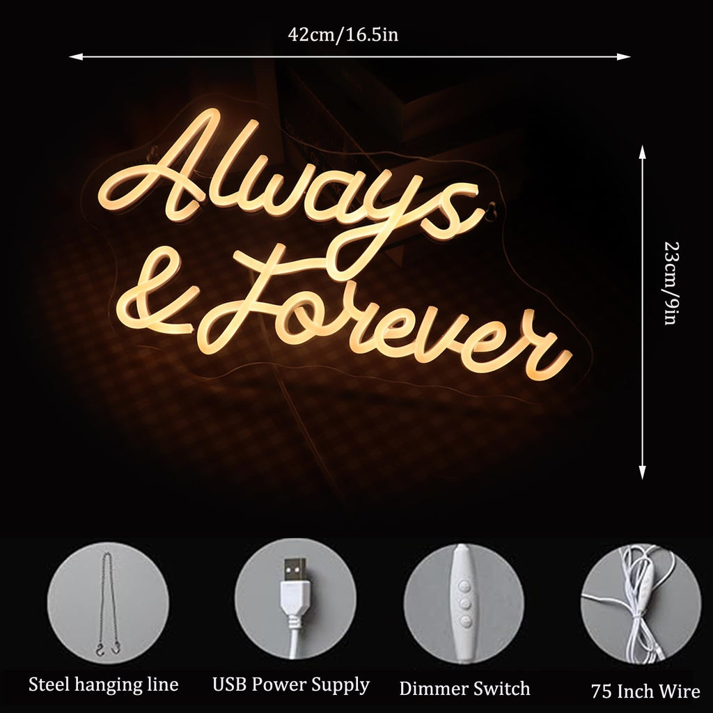 Jolof Store Always and Forever LED Neon Sign with Dimmer - Warm White