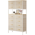 Mintnook 12-Drawer High Chest | Large Vertical Storage Dresser in Beige