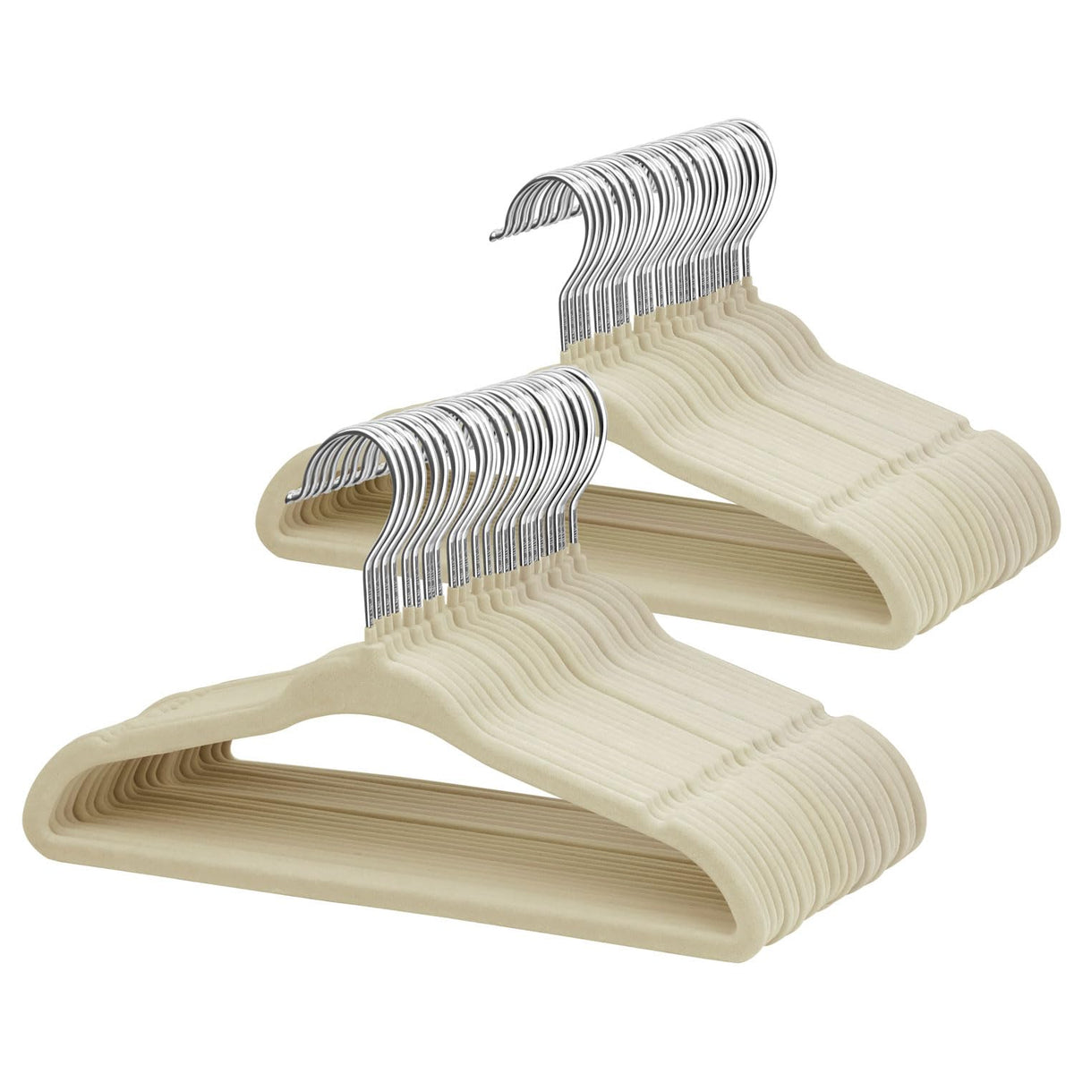 ManGotree 11" Baby Velvet Hangers Non-Slip Kids Hangers 48 Pack Beige - image 1