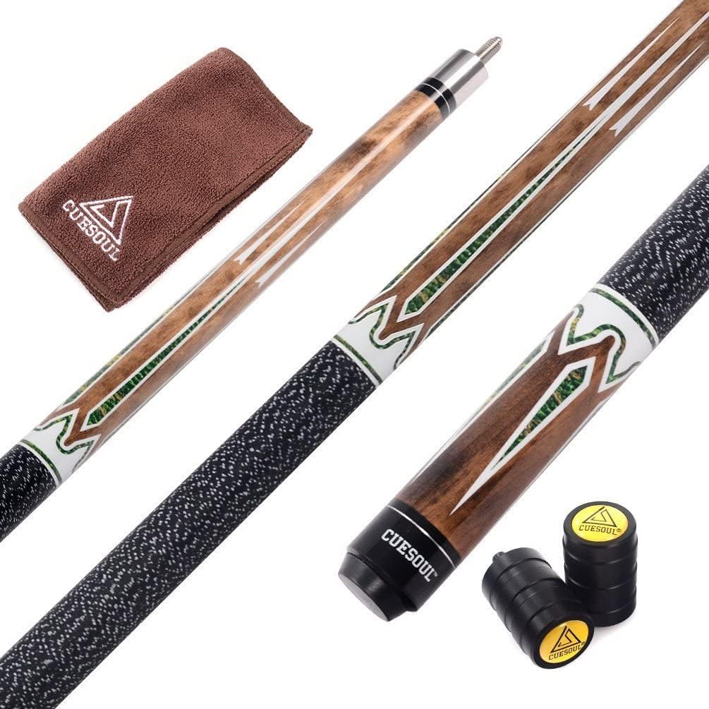 CUESOUL 58 Inch Maple Billiard Pool Cue - 19oz 1/2 Jointed Stick