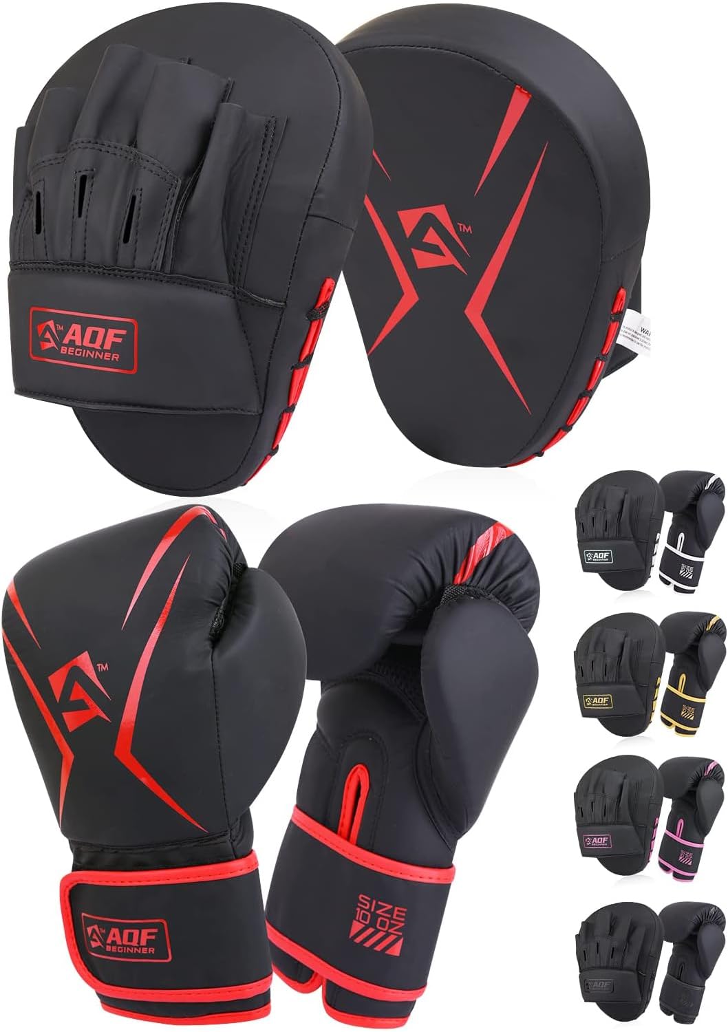 AQF Kids Boxing Gloves and Pads Set - Faux Leather MMA Training Gear