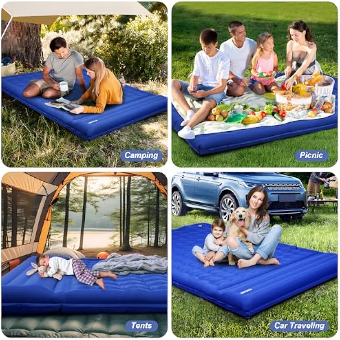 KASIMO Double Sleeping Pad – 5" Thick Inflatable Camping Mattress with Pillow