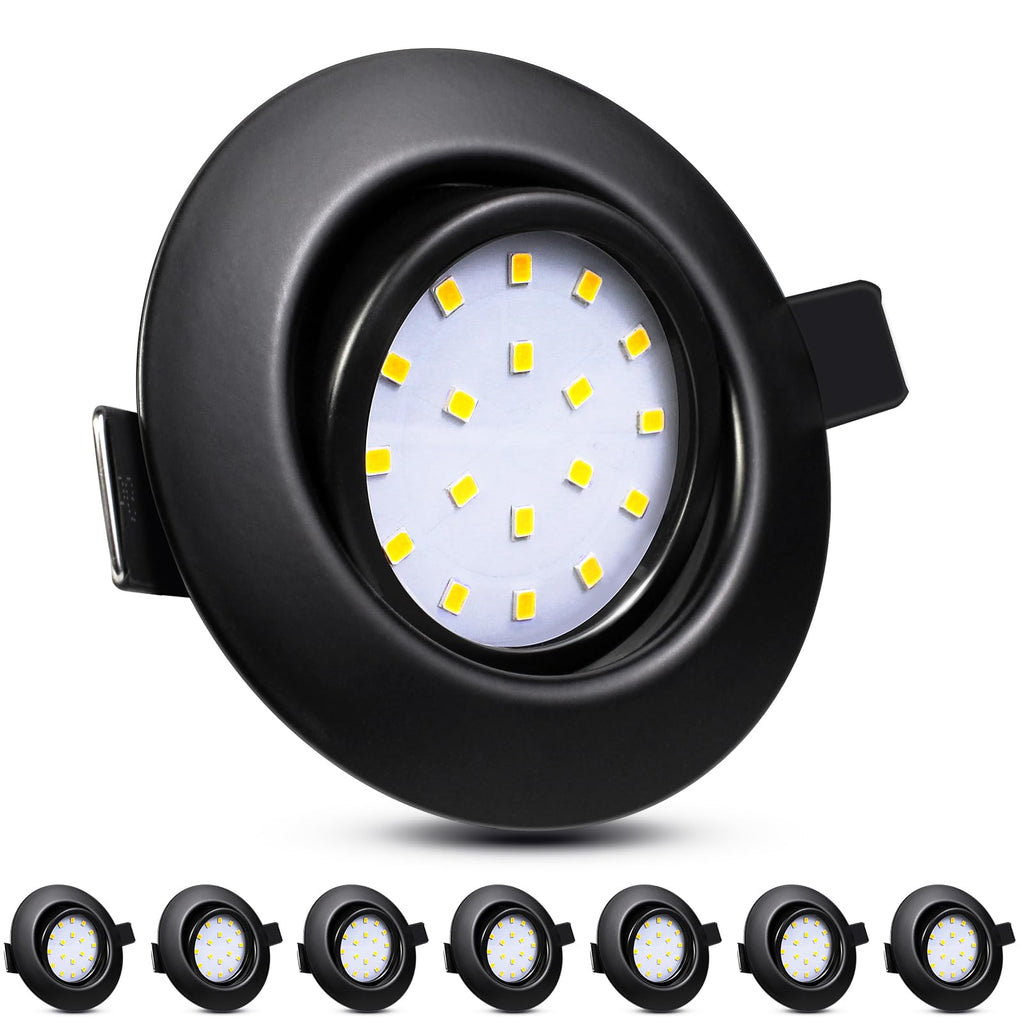 HiBay 8-Pack Ultra Slim LED Recessed Spotlights | Matte Black 5W Tilt Downlight