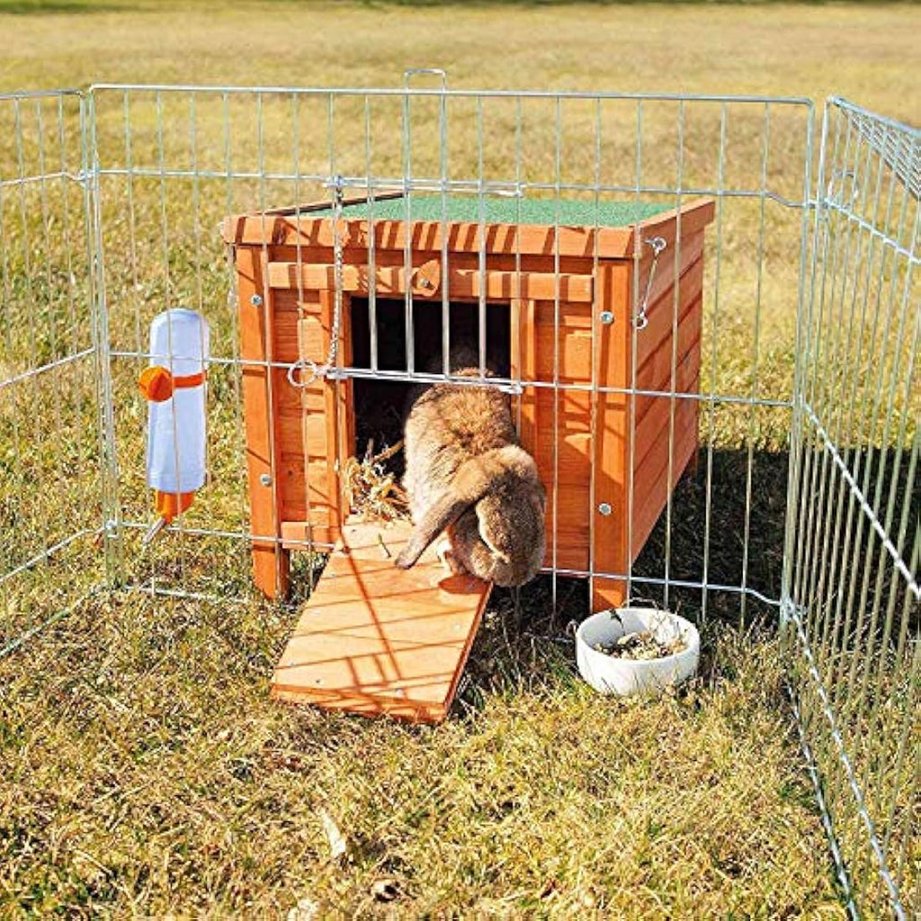 Bunny Business Wooden Pet Hide House | Weatherproof Rabbit Hutch, Natural