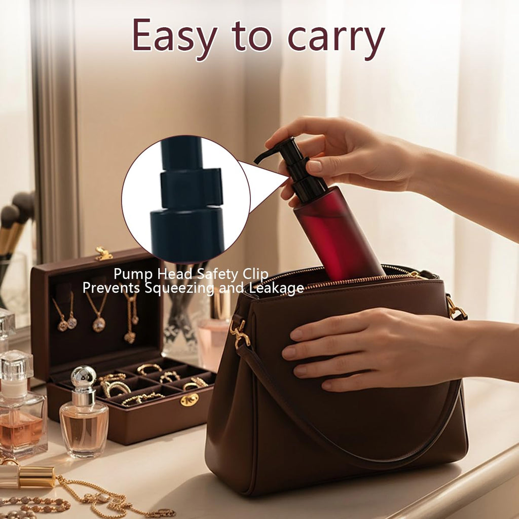 2PCS 100ml Amber Glass Bottles with Black Lotion Pumps Refillable Glass Liquid Soap Cream Dispenser Pump Bottles Containers for Bathroom - image 5