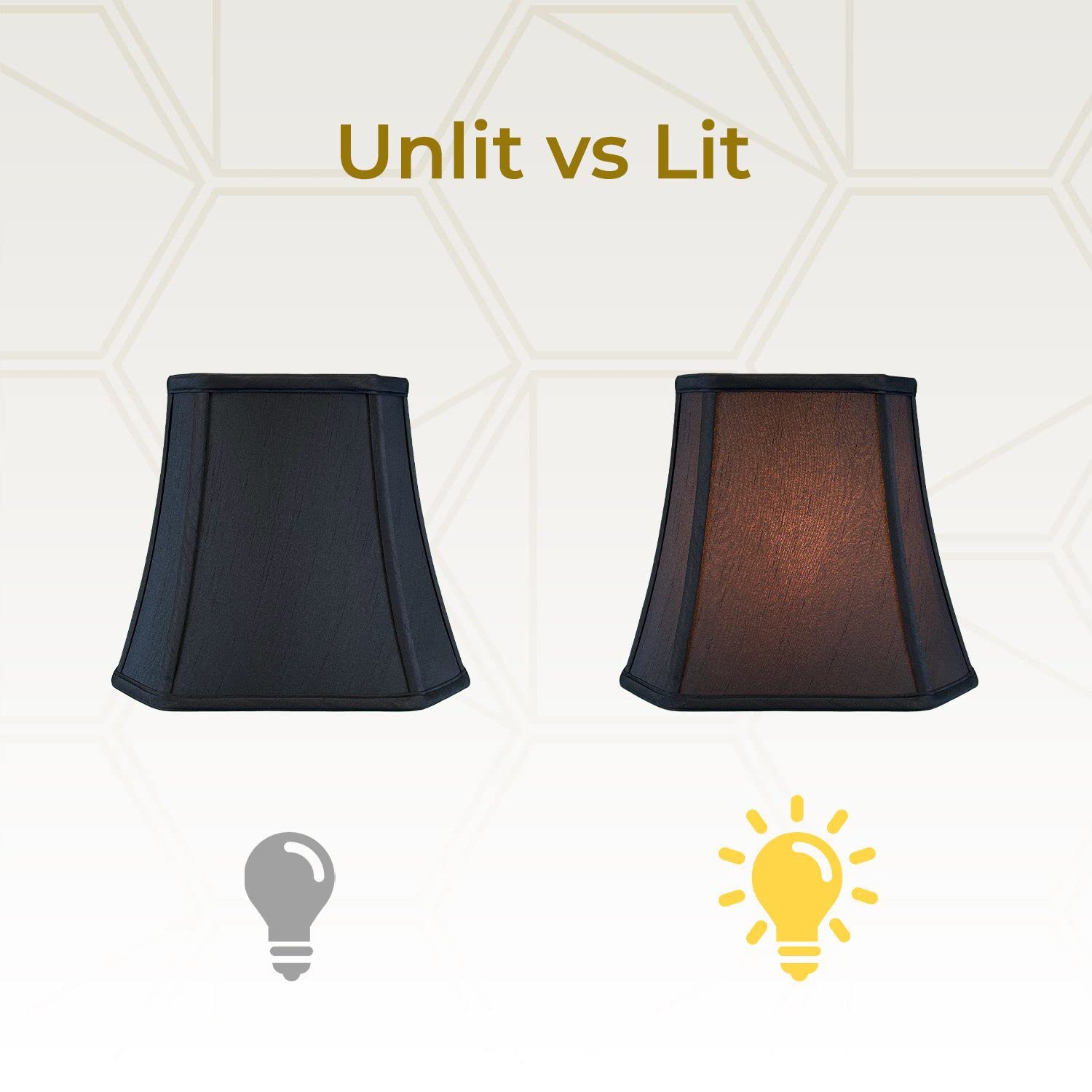 Royal Designs Square Cut Corner Bell Lamp Shade | Black Silk Shantung
