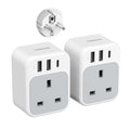Tessan UK to European Plug Adapter 2 Pack | 4-in-1 USB C Travel Adapter