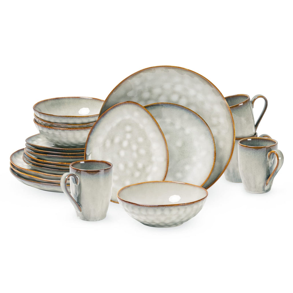 Henten Home Beige Porcelain Dessert Plates – Set of 4 Modern Stoneware