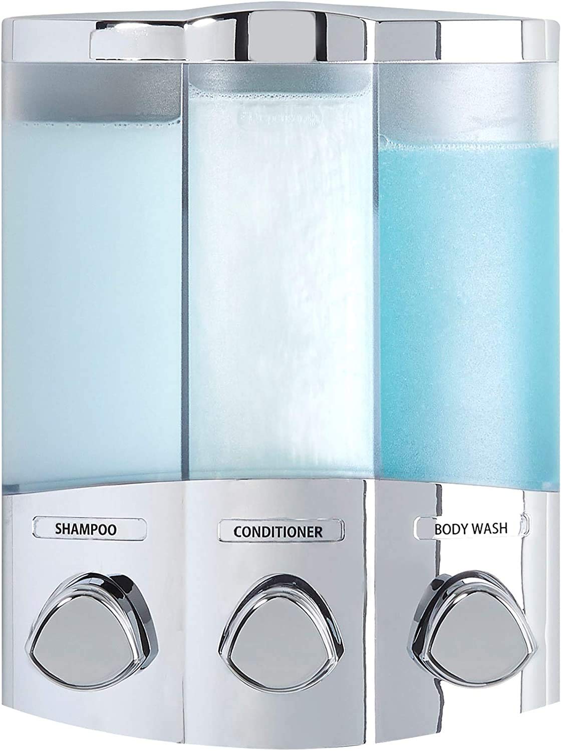 Aviva Trio Wall-Mounted Soap & Shampoo Dispenser – Satin Silver
