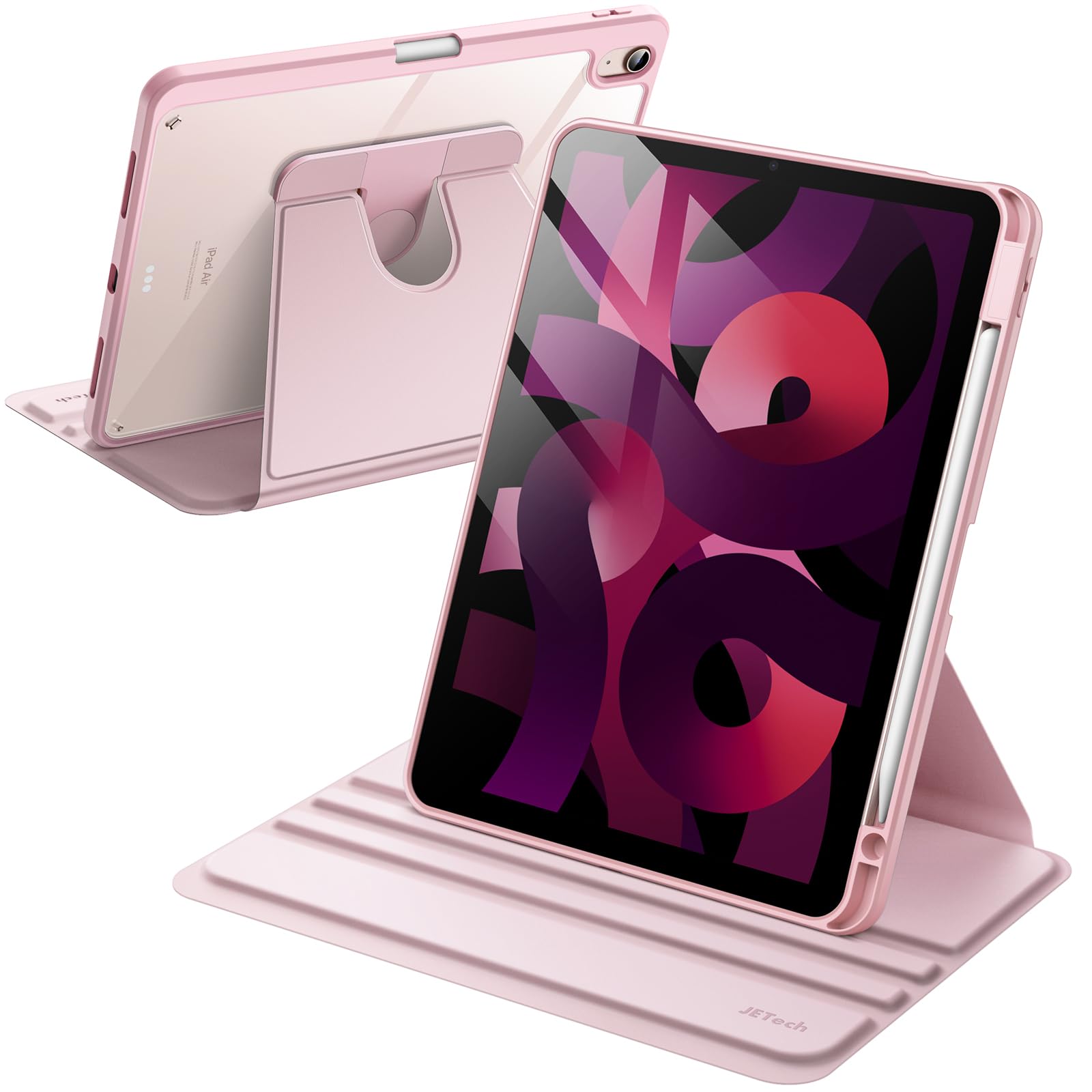 JETech 360 Rotating Case for iPad Air 11-Inch M3/M2 & 10.9-Inch - Pink