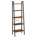 VASAGLE 5-Tier Industrial Ladder Shelf | Rustic Brown Metal Bookcase