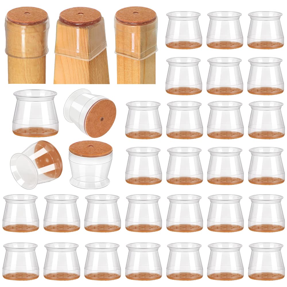 Jolof Store Silicone Chair Leg Floor Protectors with Felt Pads - 32 Pcs