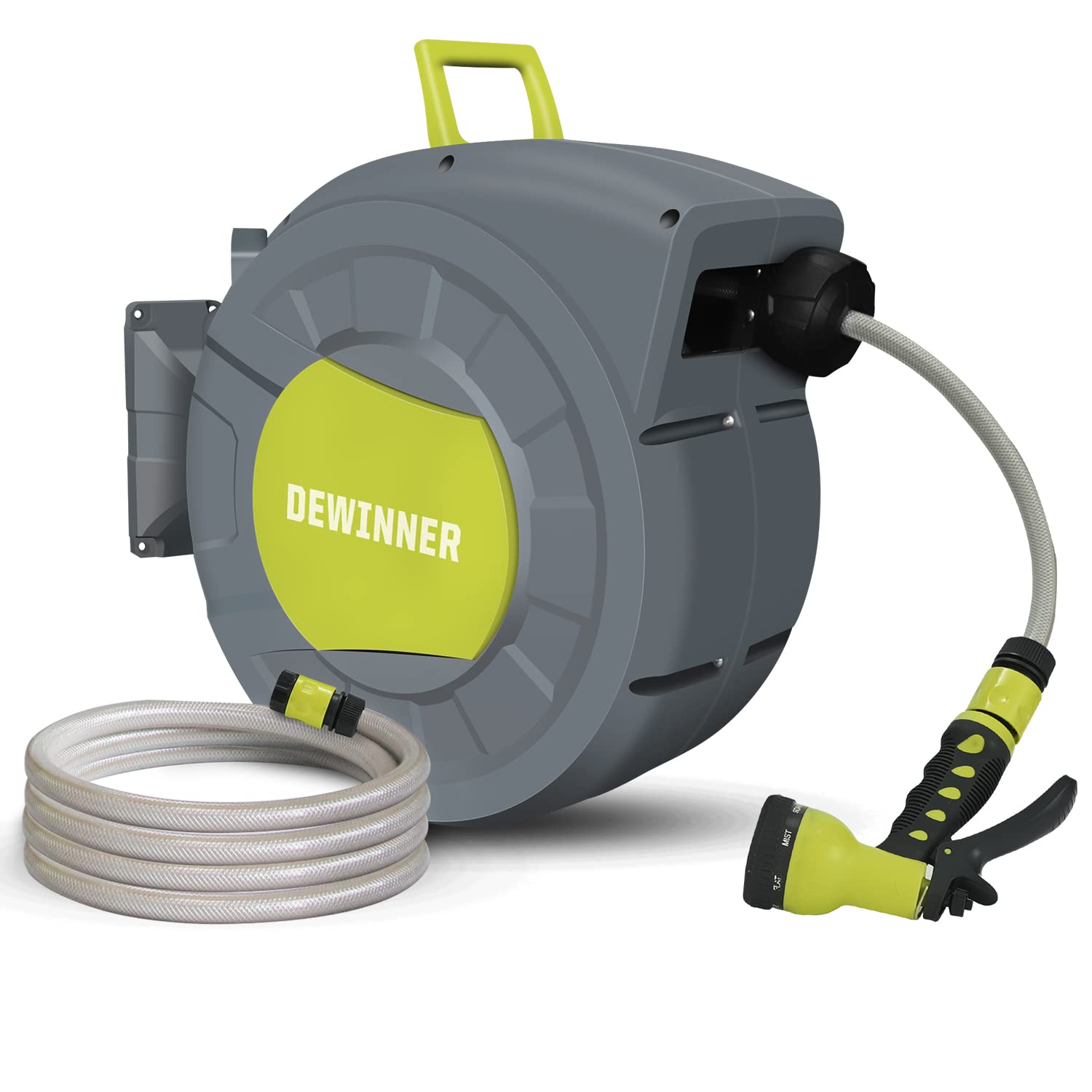 DEWINNER Wall Mount Garden Hose Reel | 25M Auto Rewind Hose Pipe