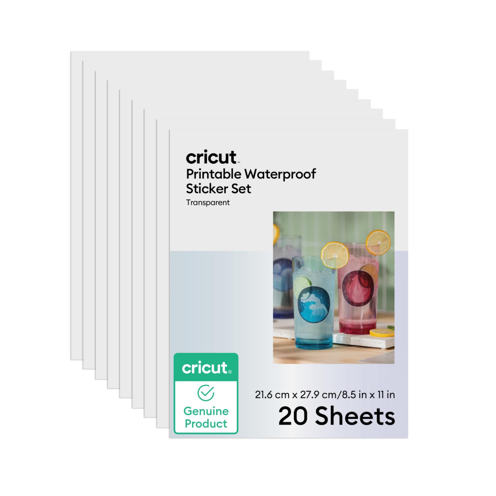 Cricut Printable Waterproof Sticker Set | Transparent Vinyl | 20 Sheets