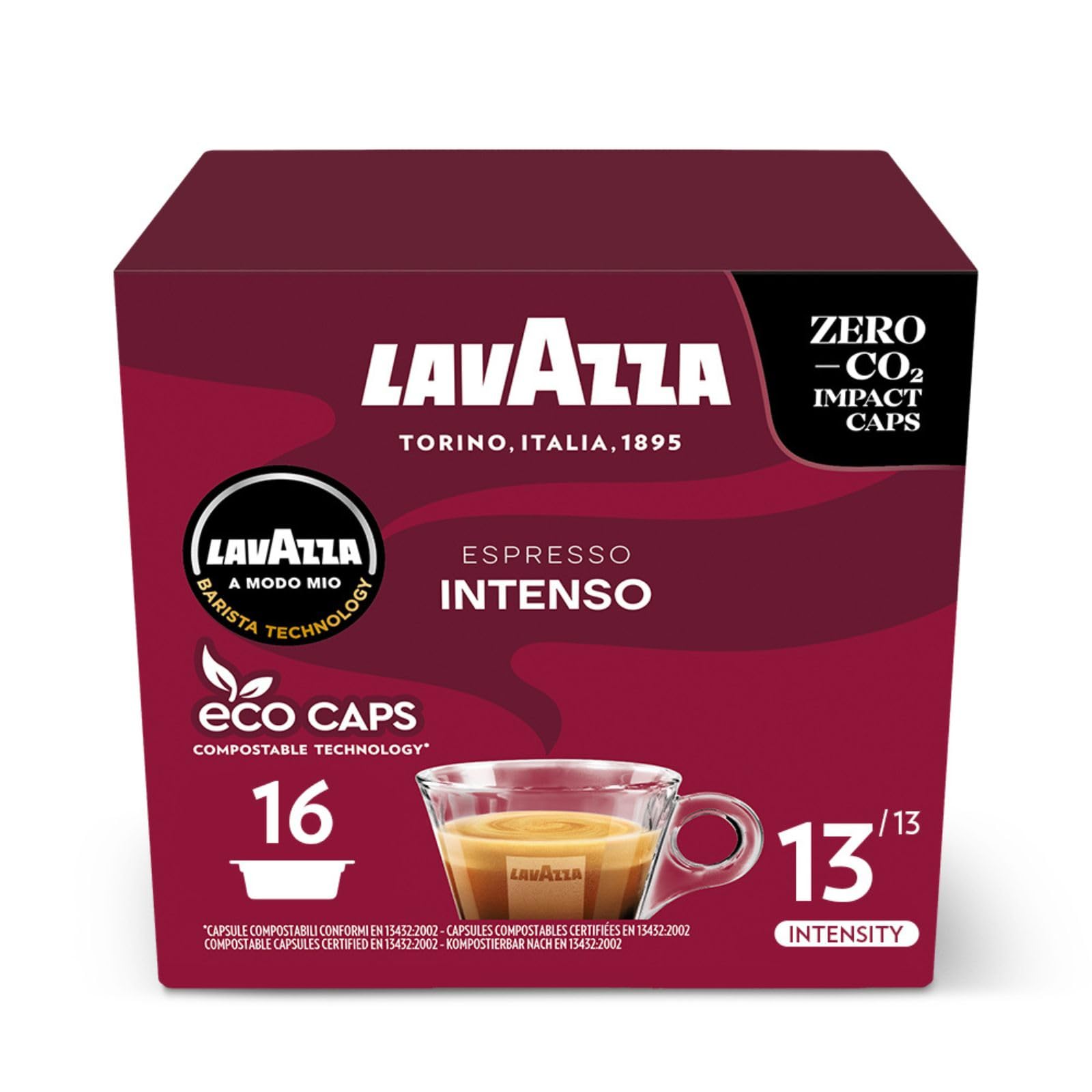 Lavazza A Modo Mio Espresso Intenso Coffee Capsules - 256 Pods (16 Packs)