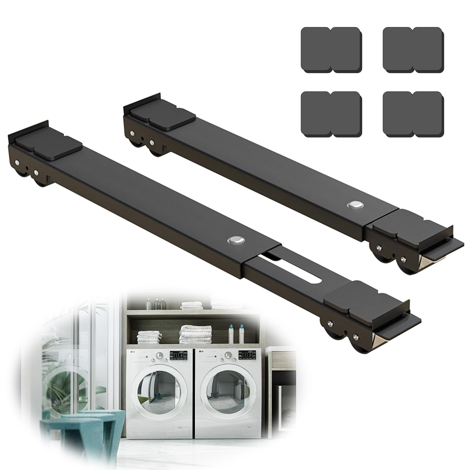 TUAKIMCE Heavy Duty Appliance Rollers | Adjustable 660lbs Moving Wheels