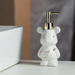 Jolof Store Ceramic Bear Soap Dispenser – Marble White Porcelain Pump