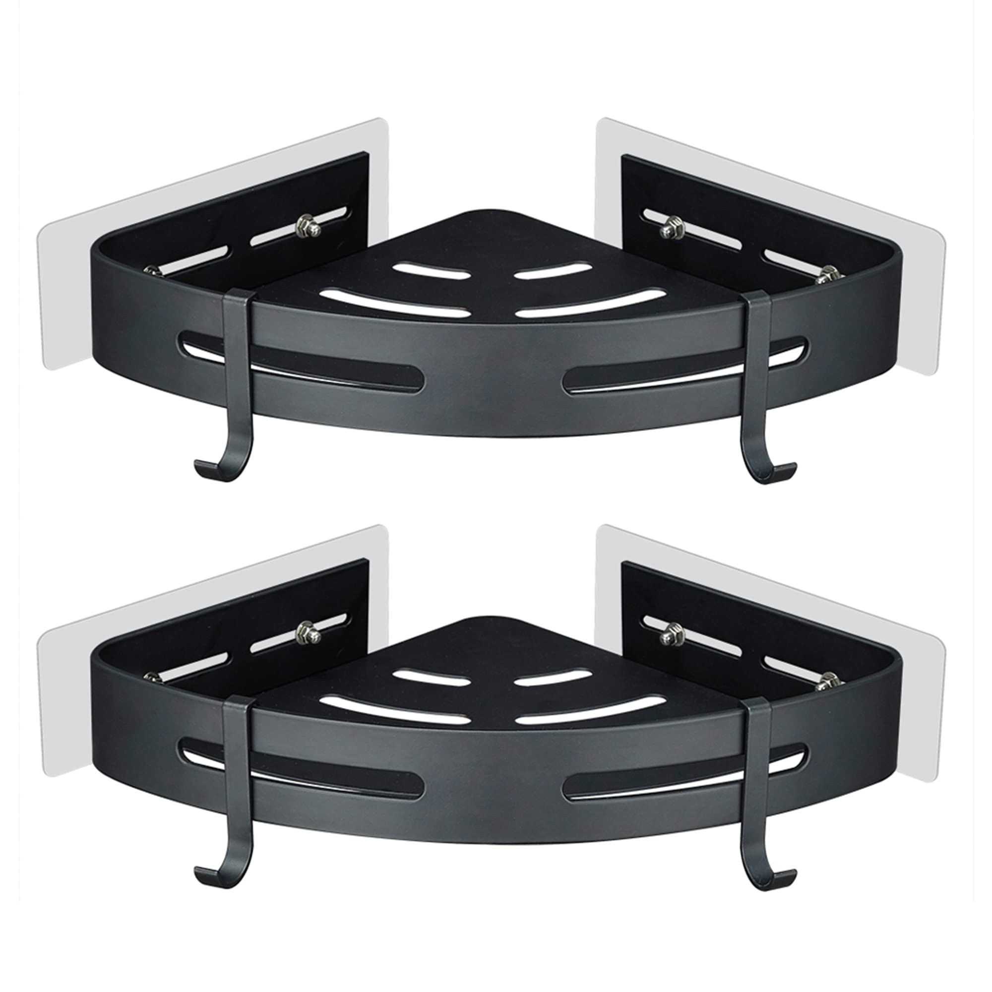 GERUIKE Corner Shower Shelf - 2 Pack Matte Black No-Drill Aluminium Caddy