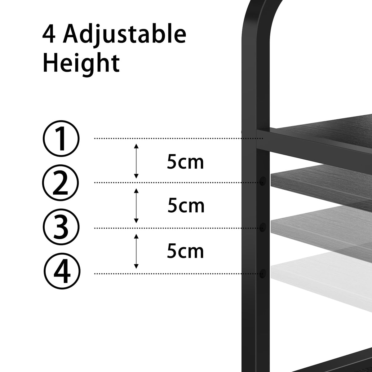 OYRREU 3-Tier Rolling Printer Stand with Outlets for Home, Office, Black - image 4