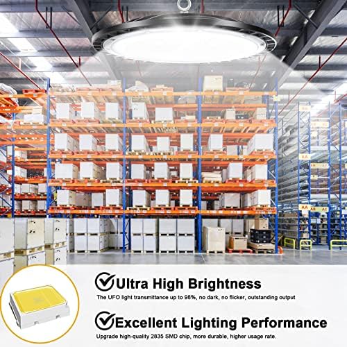 TODEHI 200W UFO LED High Bay Light | 20000LM 6500K IP65 Shop Light - 4 Pack