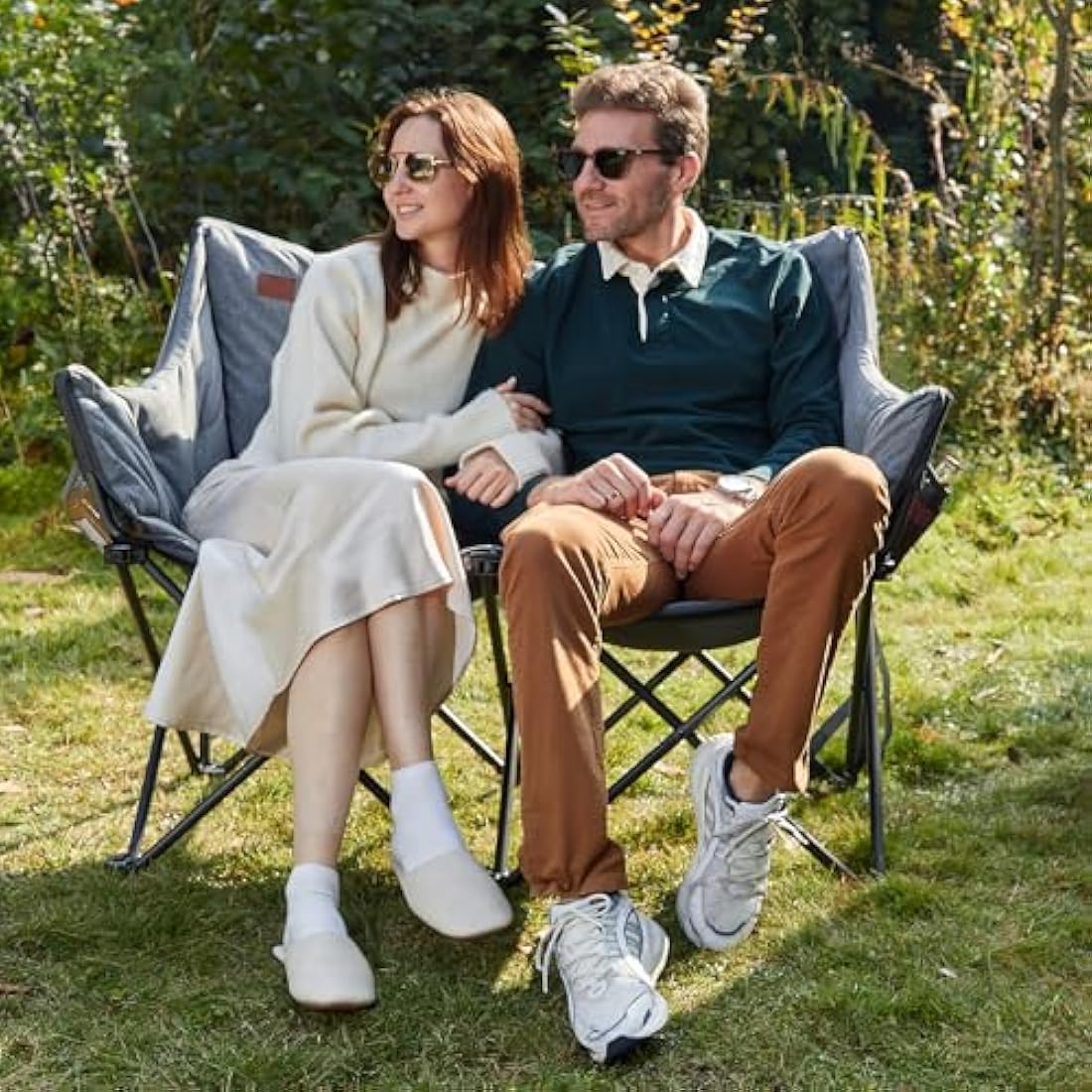Ever Advanced Double Camping Chair | 6cm Padded 2 Seater Folding Sofa