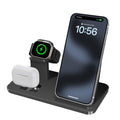 3-in-1 Wireless Charging Station - 15W Fast Charger - Black