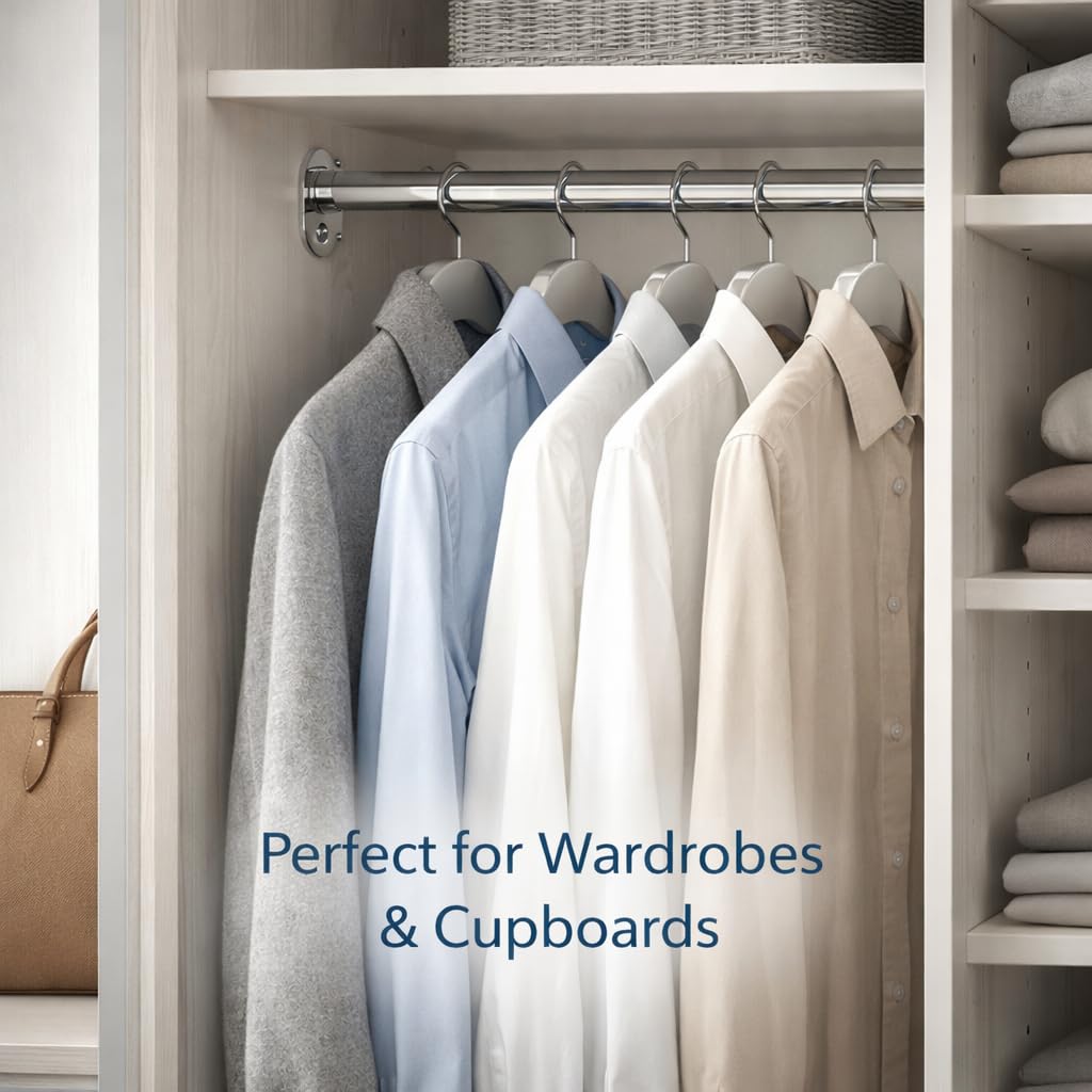 Round Wardrobe Rail 25mm Polished Chrome Hanging Tube for Wardrobes & Cupboards 1200mm 1.2m ~47.2″ - image 5