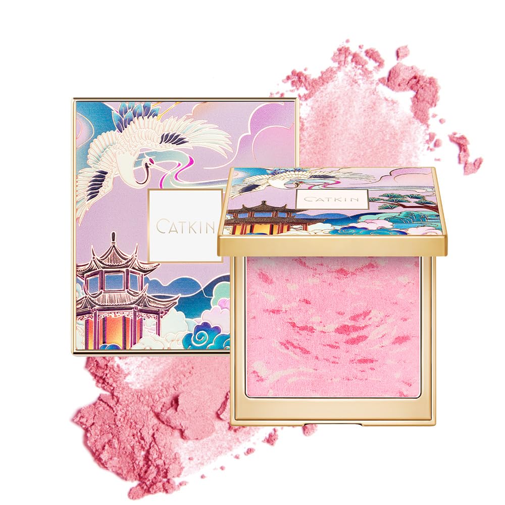 CATKIN Powder Blush & Highlighter Palette | Nude Coral Pink Shimmer