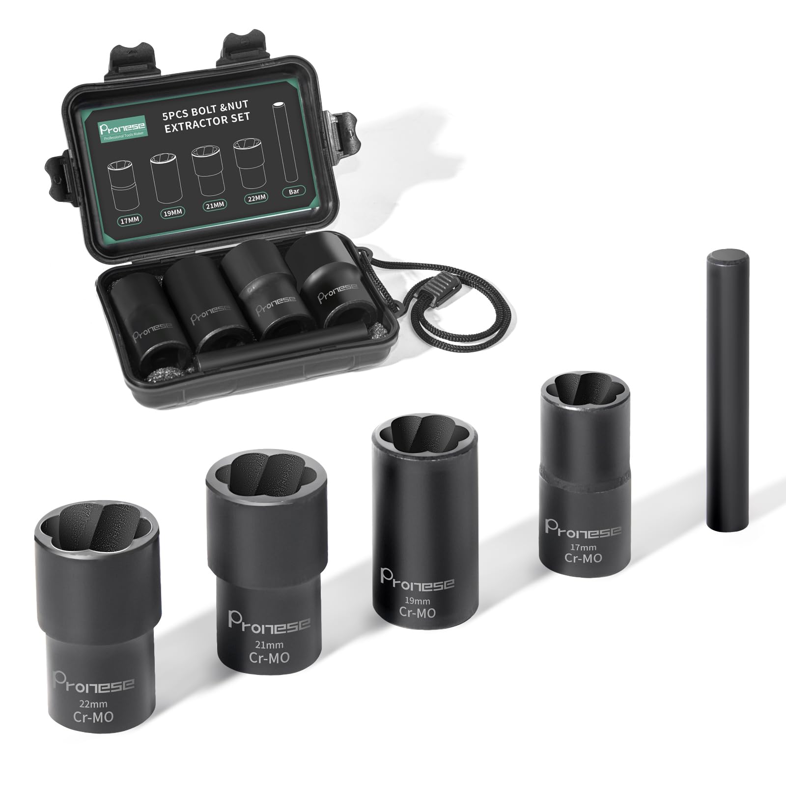 Pronese 5-Piece 1/2" Drive Twist Socket Set & Lug Nut Remover Tool