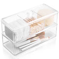 Jolof Store Acrylic Qtip Holder – 2-Layer Cotton Ball & Pad Dispenser