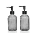 Ulable 2 Pack Glass Soap Dispensers 400 ML/14Oz, Pump Bottle Dispenser Grey