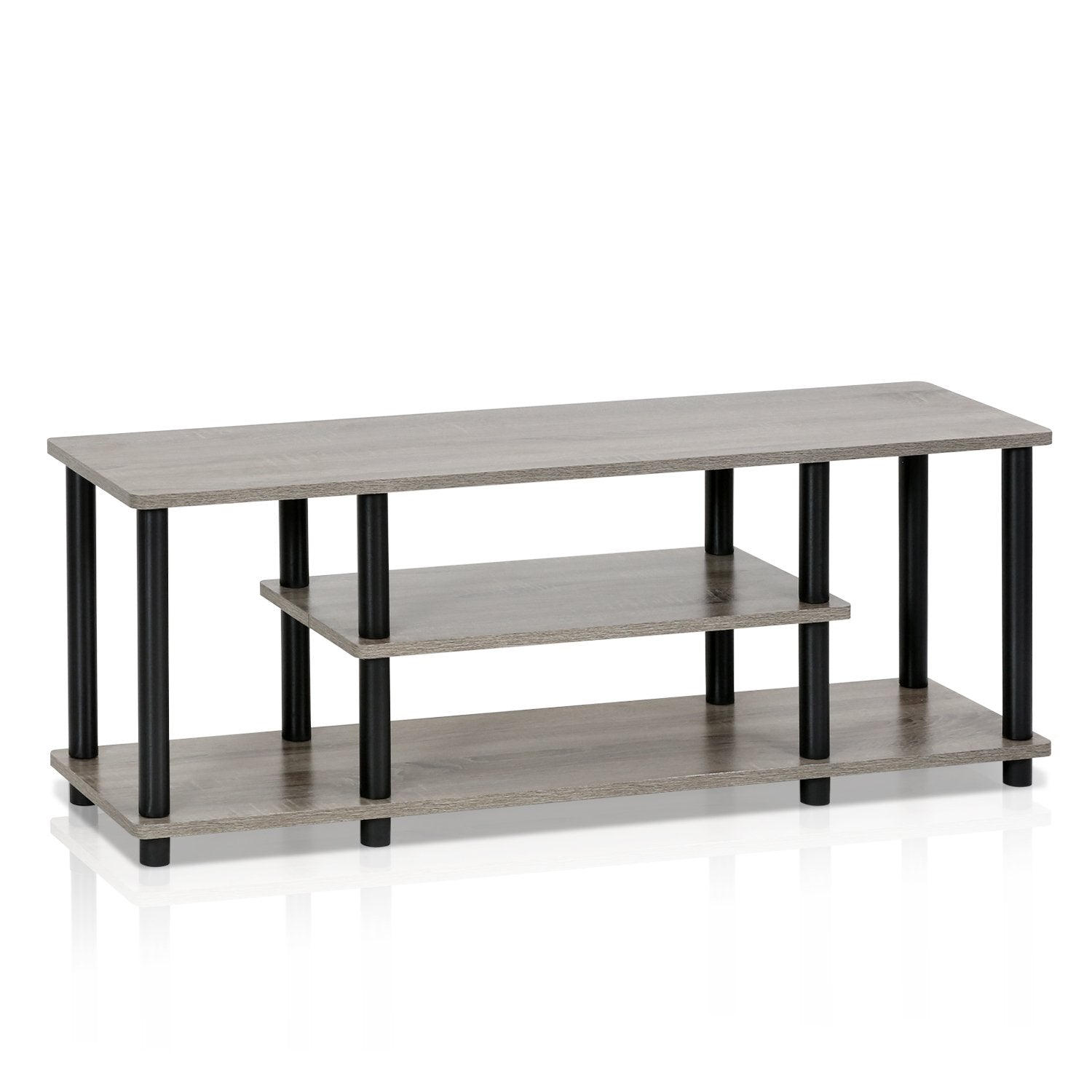 Furinno Turn-N-Tube 3-Tier TV Stand for 50-Inch TV, French Oak/Black
