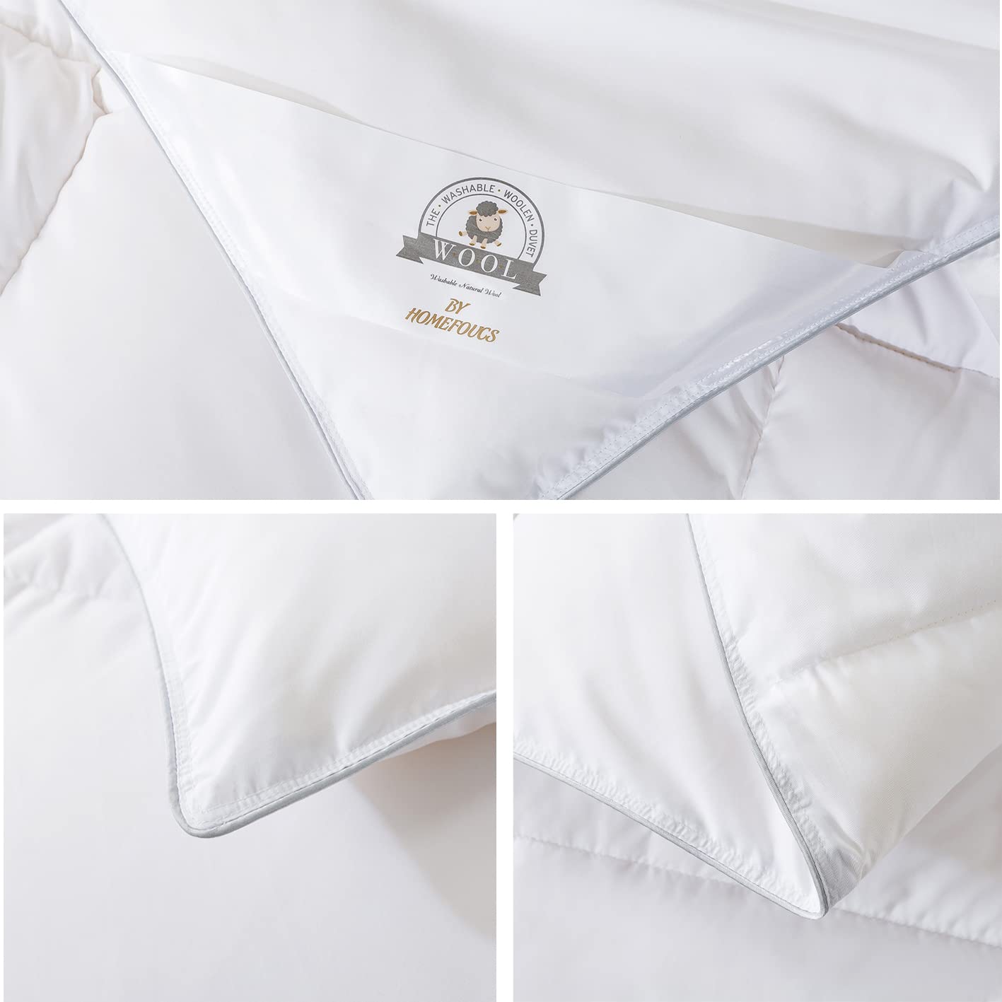 HOMEFOUCS King Size Wool Duvet | 13.5 Tog Washable All-Season Quilt
