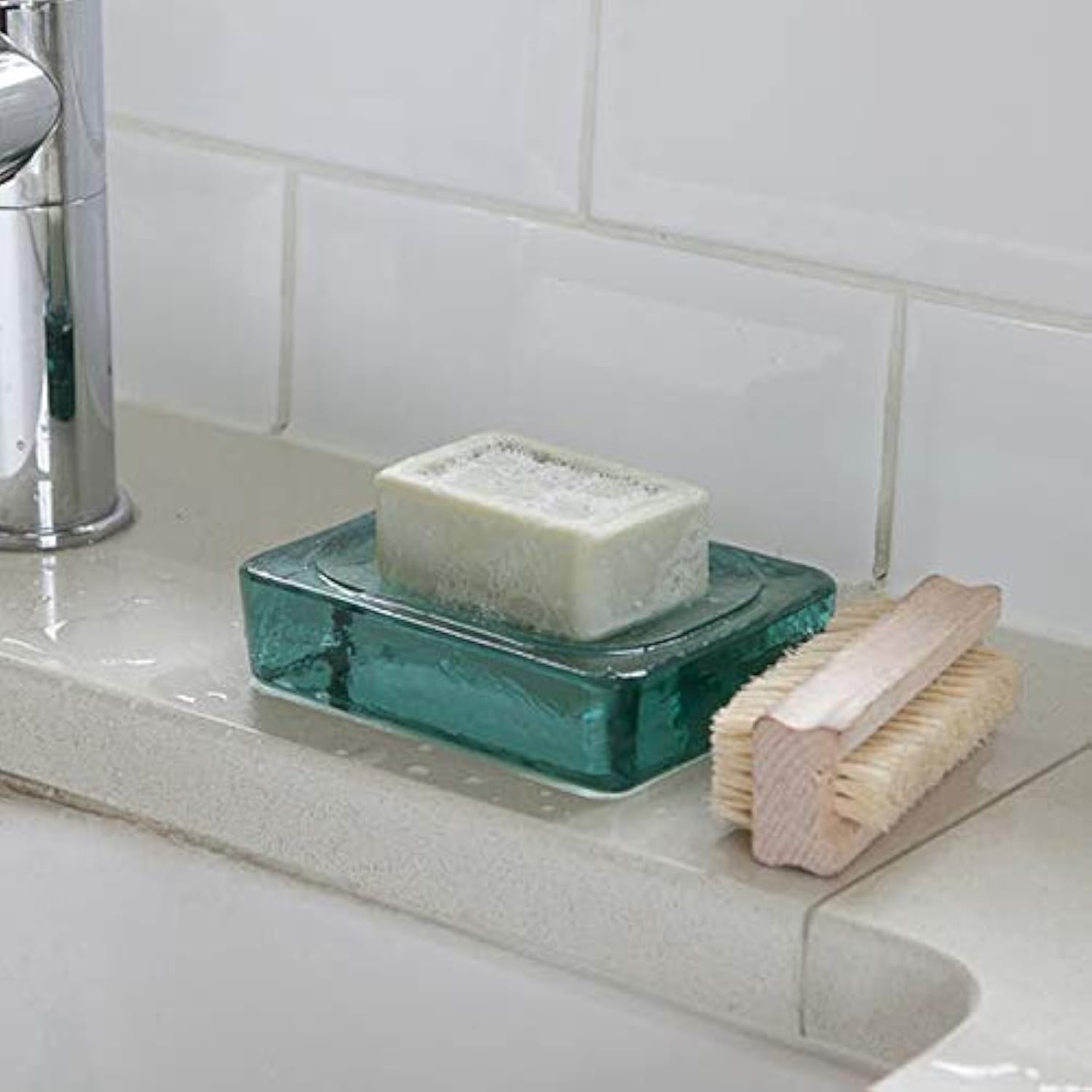 Garden Trading Wells Soap Dish – Recycled Glass Bathroom Accessory