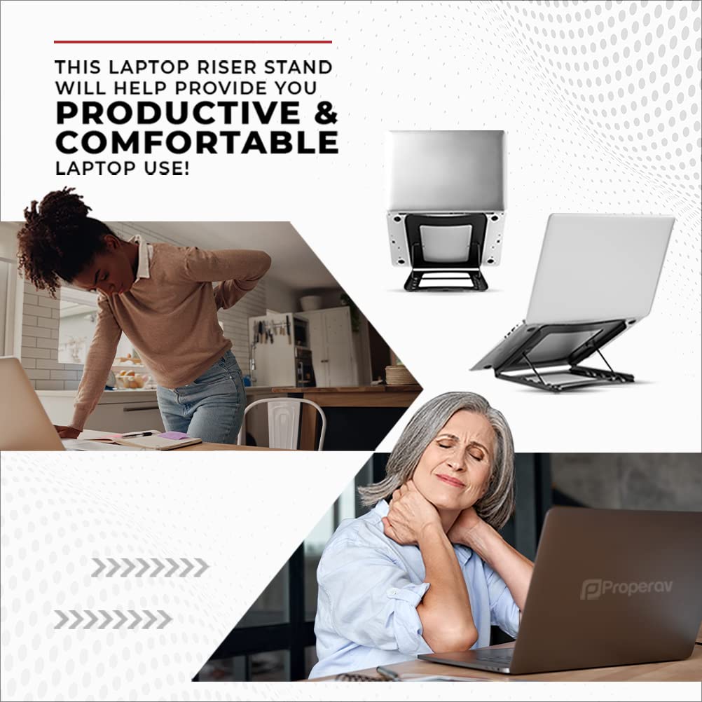 Properav Steel Portable Ergonomic Laptop Stand for Windows & Mac devices such as Dell, Toshiba, HP, Samsung, MacBook, Lenovo with Secure Fit Pads - image 4