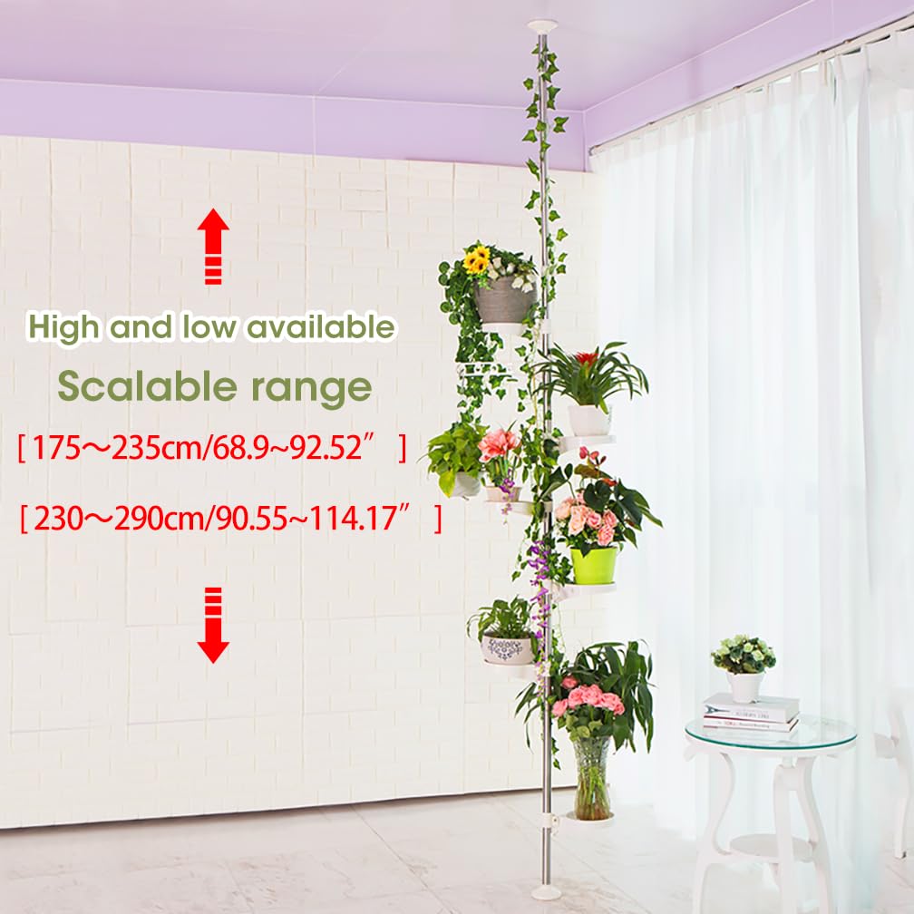 Hershii 7-Layer Tension Pole Plant Stand | Adjustable Metal Corner Rack