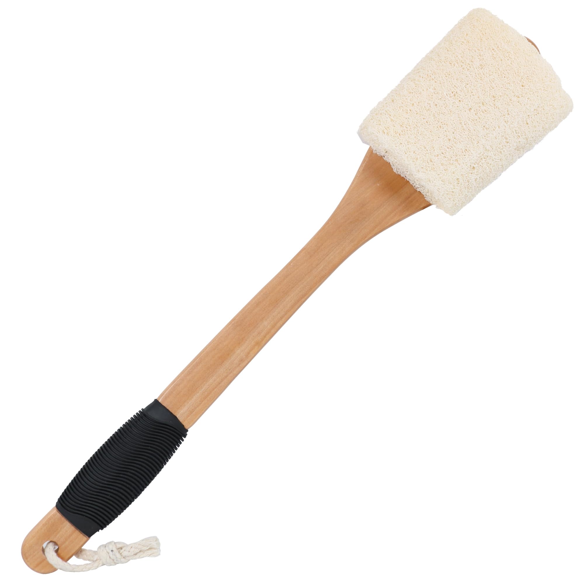 OWIIZI Back Loofah Scrubber – Long Handle Natural Wood Exfoliating Brush