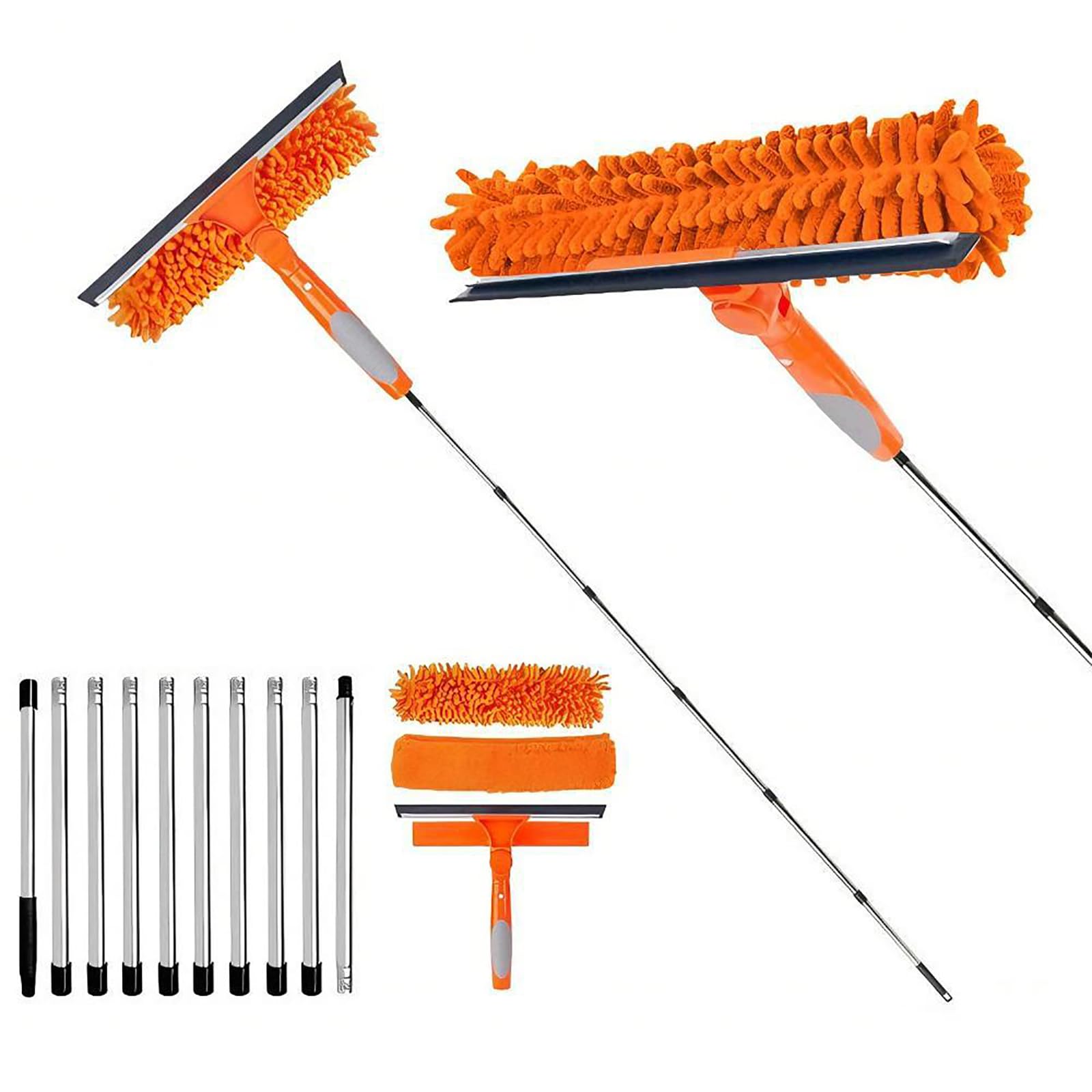 2-in-1 Window Squeegee | 3.9m Telescopic Scrubber Tool