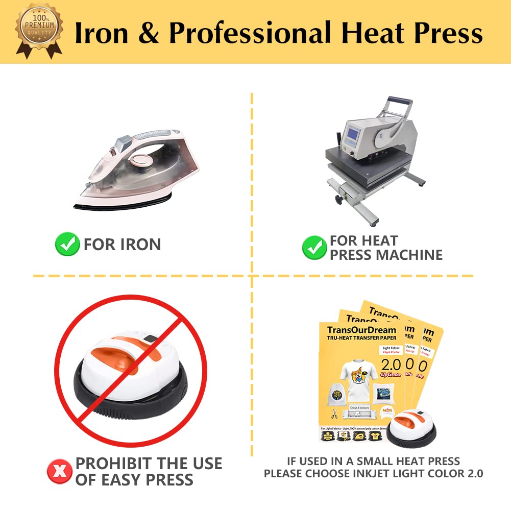 TransOurDream Inkjet Heat Transfer Paper for Light Fabric - 100 A4 Sheets