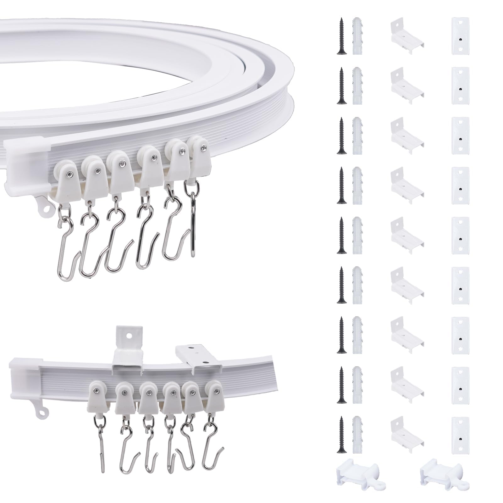 KJLEEN 3M Flexible Ceiling Curtain Track – Heavy Duty Bendable Rail Kit