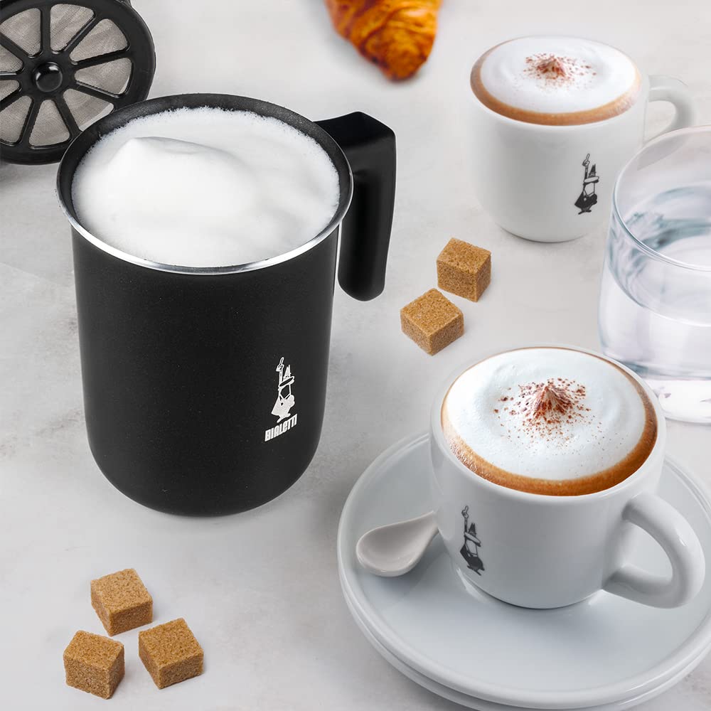 Bialetti Tuttocrema Manual Milk Frother - 166ml Aluminum Cappuccino Maker