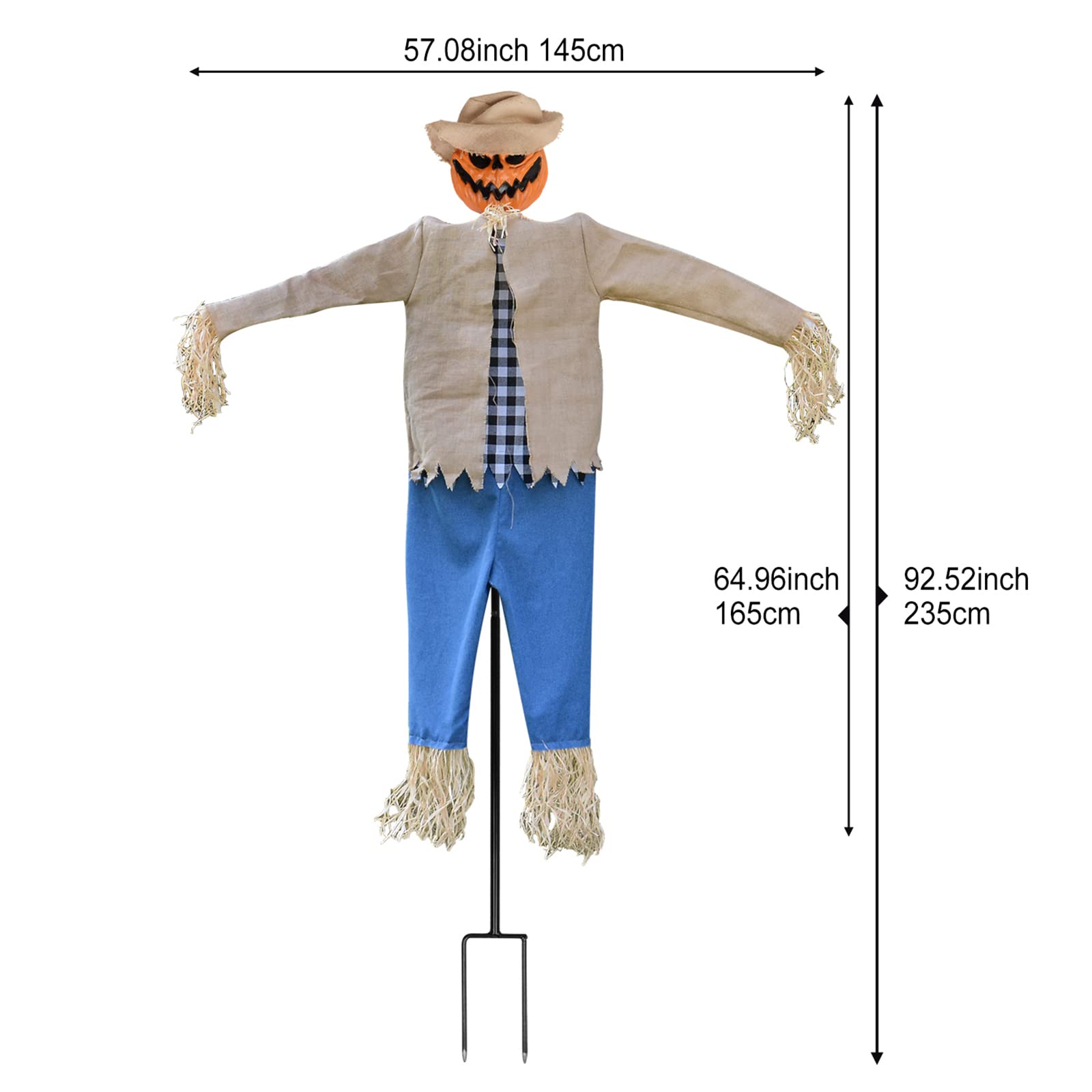 LarpGears 7.5ft Pumpkin Scarecrow Ghost – Outdoor Halloween Decoration