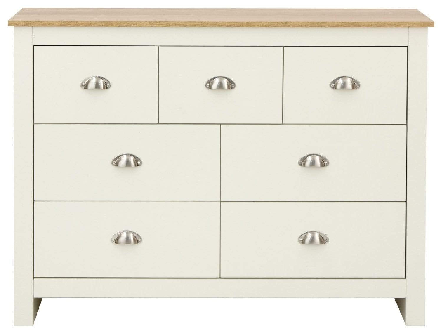 GFW Lancaster 7 Drawer Chest – Modern Wooden Dresser with Oak Top
