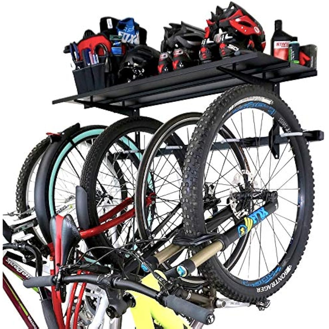 StoreYourBoard 5 Bike Wall Mount Storage Rack with Shelf – 135kg Capacity