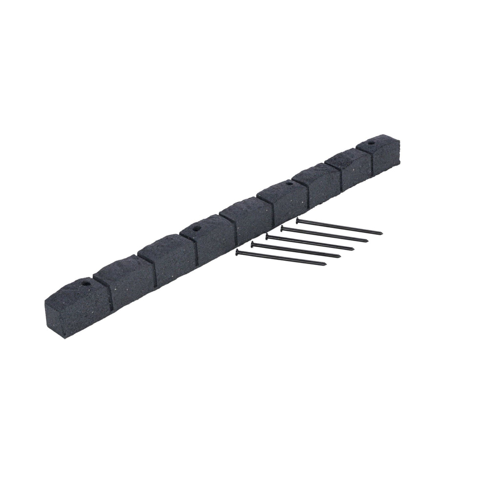 Nicoman Roman Castle Stone Effect Rubber Garden Edging - Grey, 2 Pack