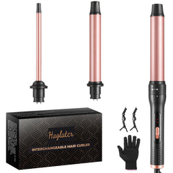 Haglater 3-in-1 Curling Wand Set | Ceramic Hair Curler with 3 Barrels