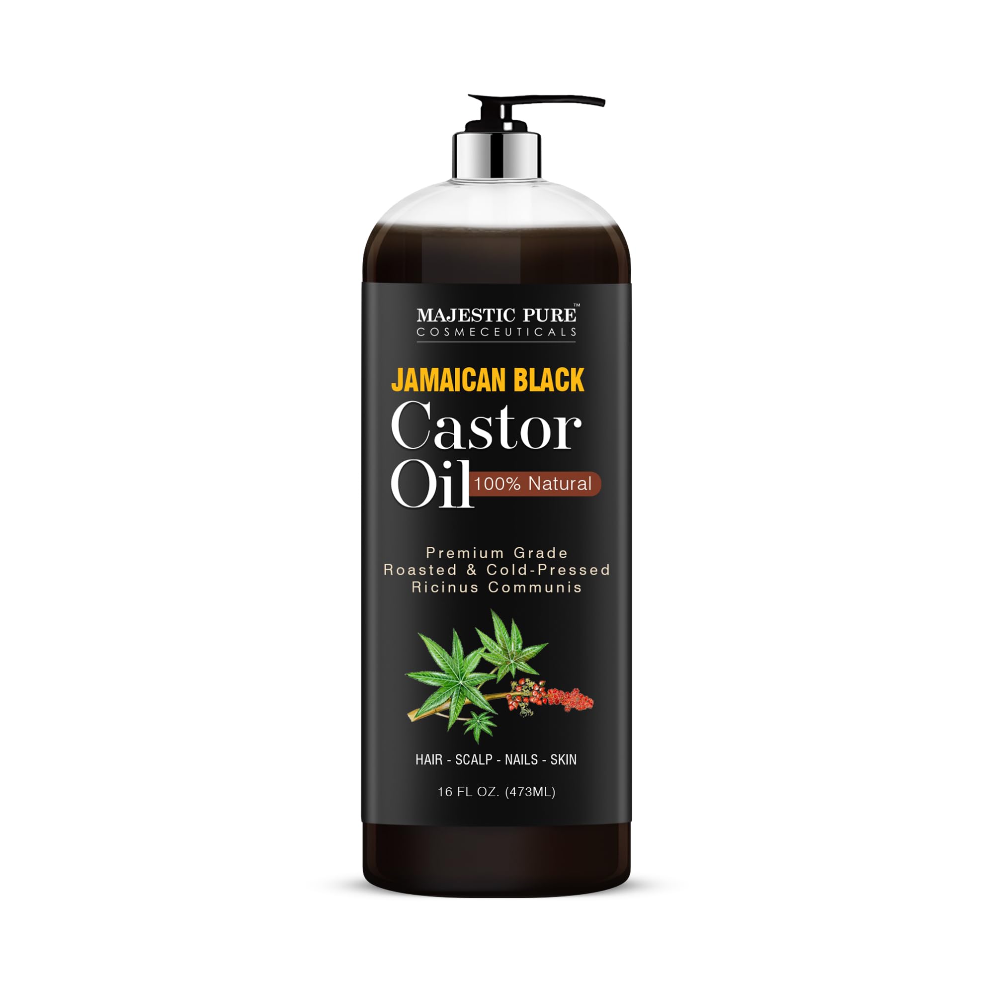 Majestic Pure Jamaican Black Castor Oil for Hair Growth & Skin – 16 fl oz