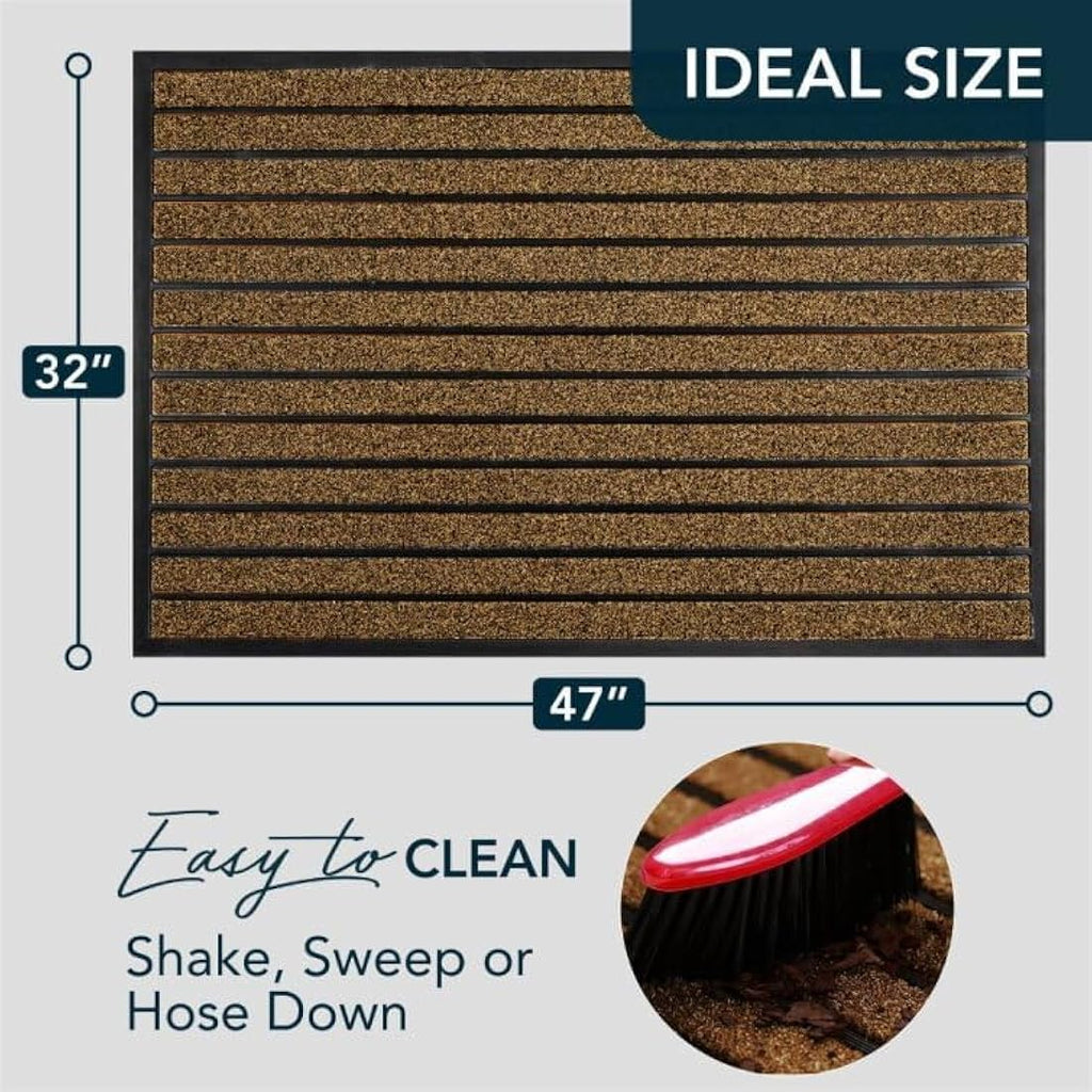 ubdyo Indoor Door Mat – Non-Slip Dirt Trapping Entryway Rug, Bright Brown
