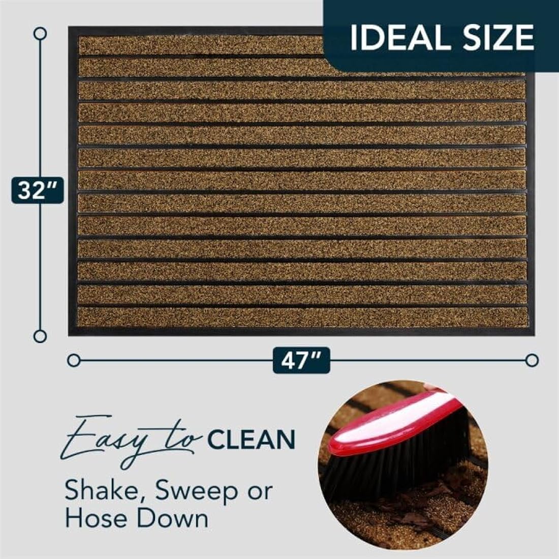 ubdyo Indoor Door Mat – Non-Slip Dirt Trapping Entryway Rug, Bright Brown