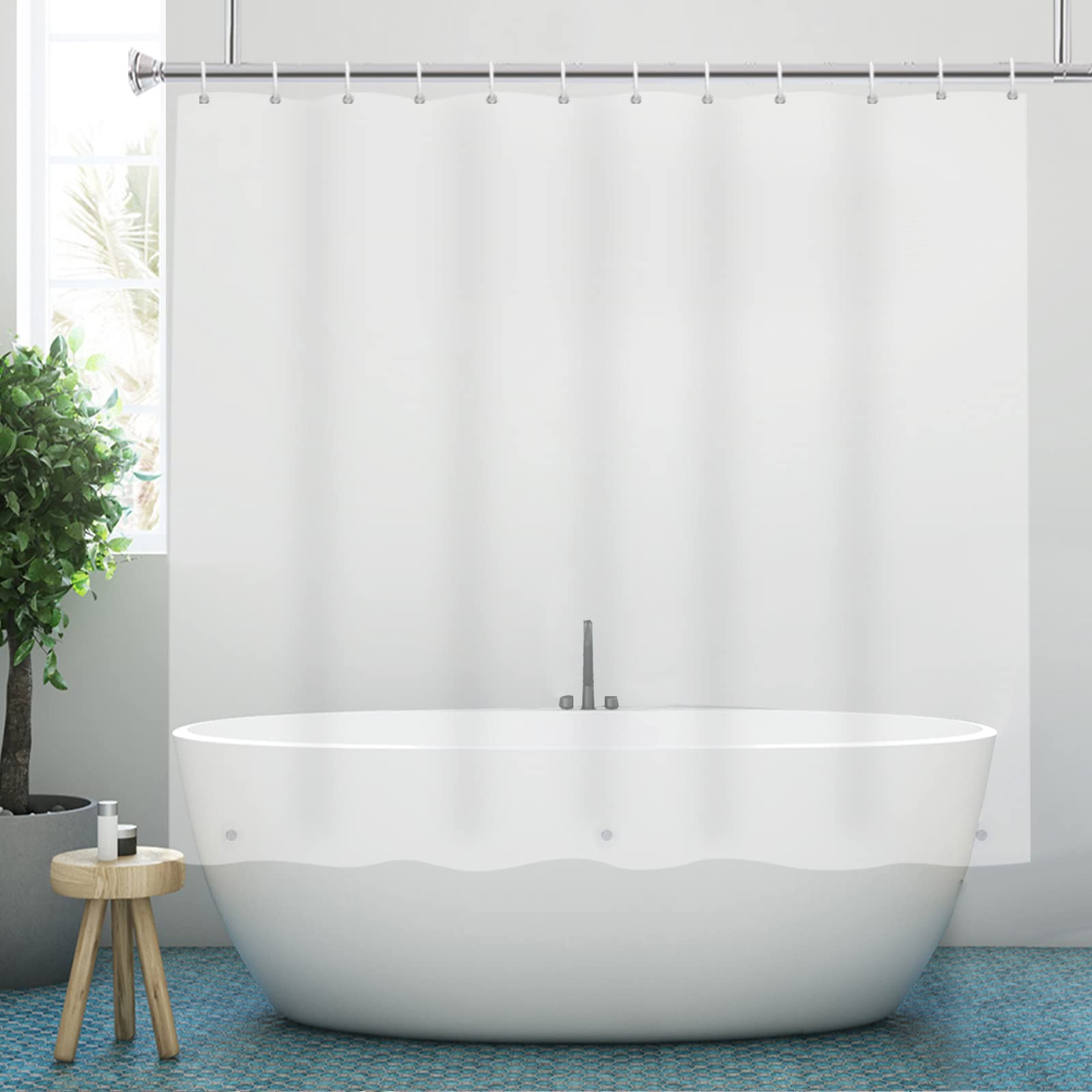 Jolof Store Frosted PEVA Shower Curtain Liner | Waterproof & Weighted